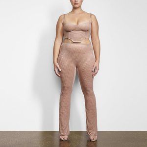 SKIMS Velvet Corset Top in Sienna with Matching Gloves - SMALL